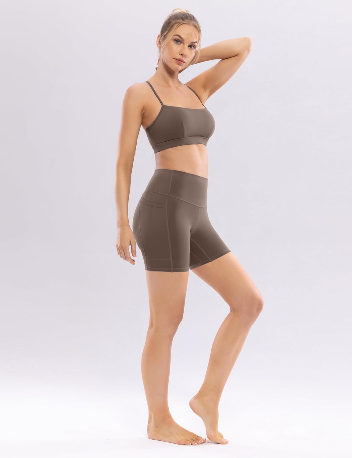 POSHDIVAH Women's Creamluxe Yoga Shorts with Pockets - 2.5"/4"/6"/8"/10" High Waisted Workout Volleyball Running Shorts - Image 2