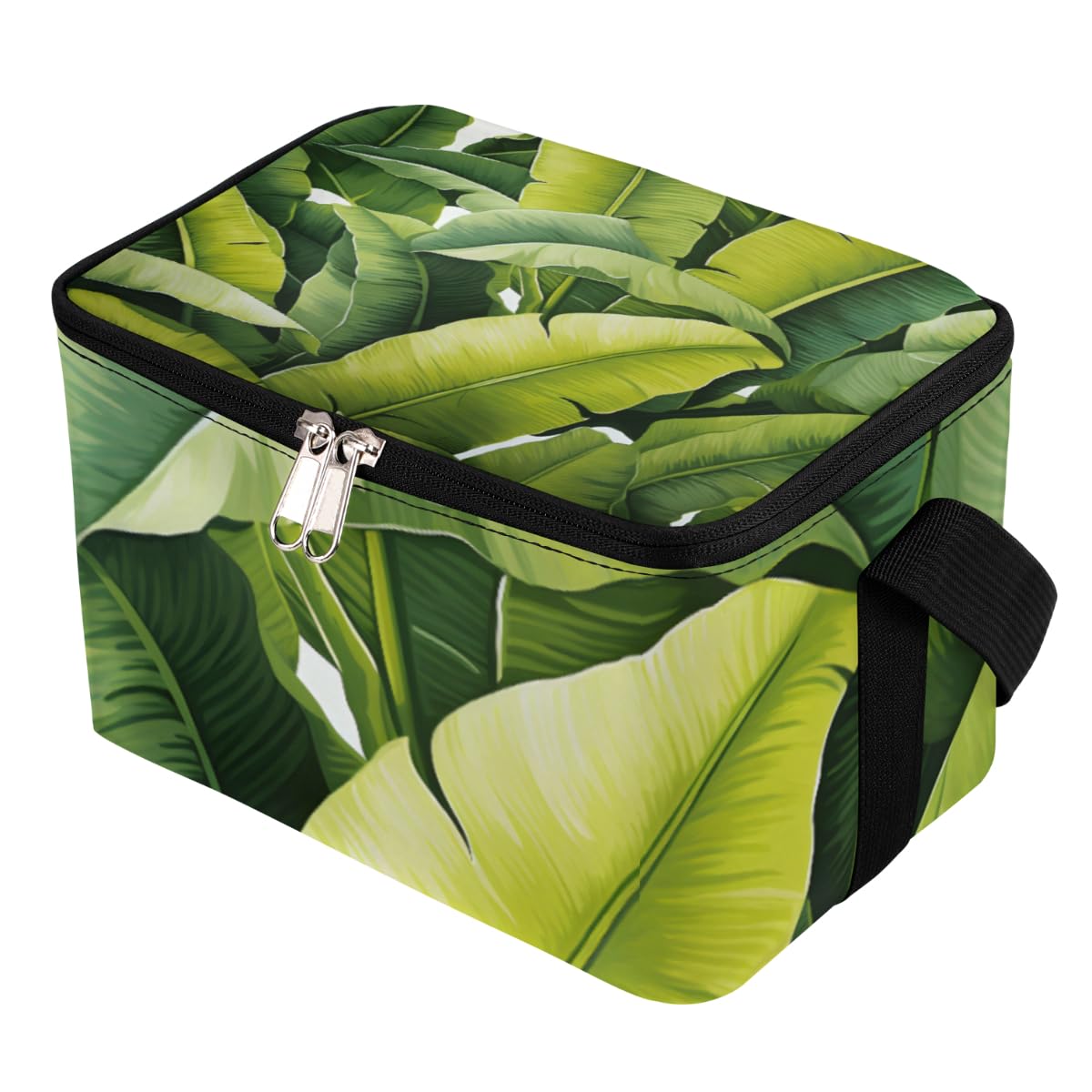 GzLeyigou Lunch Bags for Women Men 9 Cans,Summer Tropical Palm Leaves Hot & Cold Food Delivery Bag Insulated Grocery Bag Insulated Lunch Box Green Leaves Cooler Bag for Office Work Picnic Beach