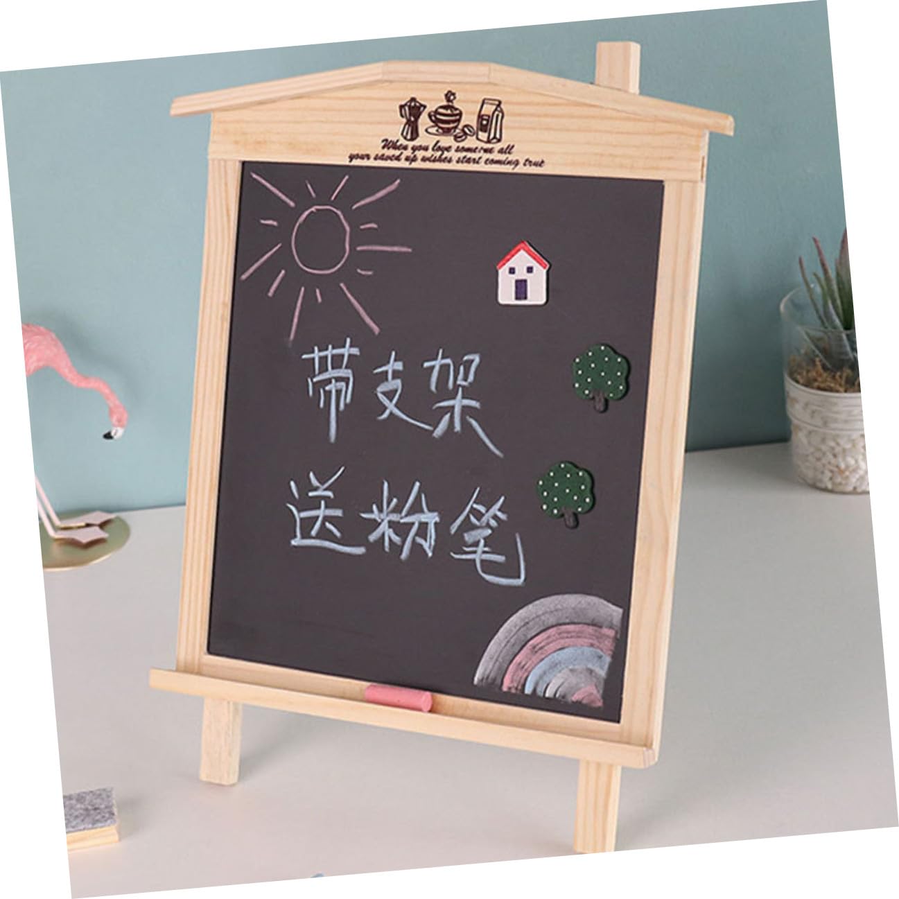Zerodeko Magnetische Kleine Holztafel im Haus design Wiederverwendbare Kreidetafel mit Stabilem Standfuß Abwischbares Memoboard für Zuhause Büro Party und Dekoration