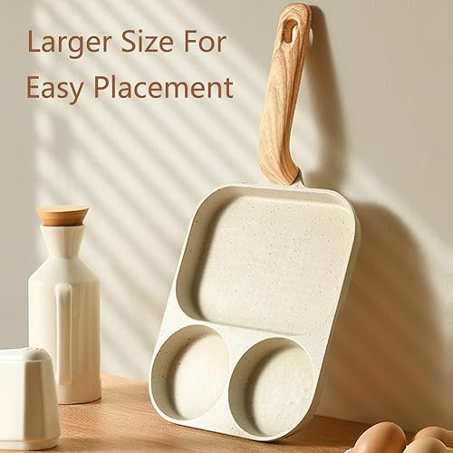 Miniatura 2 de Sartén antiadherente para huevos, sartén de 3 secciones, sartén de tortilla de aleación de aluminio para el desayuno, adecuada para estufa de gas y