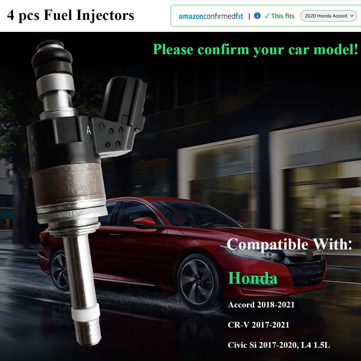 Engine Fuel Injector Kits Fit for Honda Accord 2018-2021, CR-V 2017-2021 Civic Si 2017-2020 Set of 4 Fuel Injectors Replace OE # 160105PA305 1601059B305 1601059B315