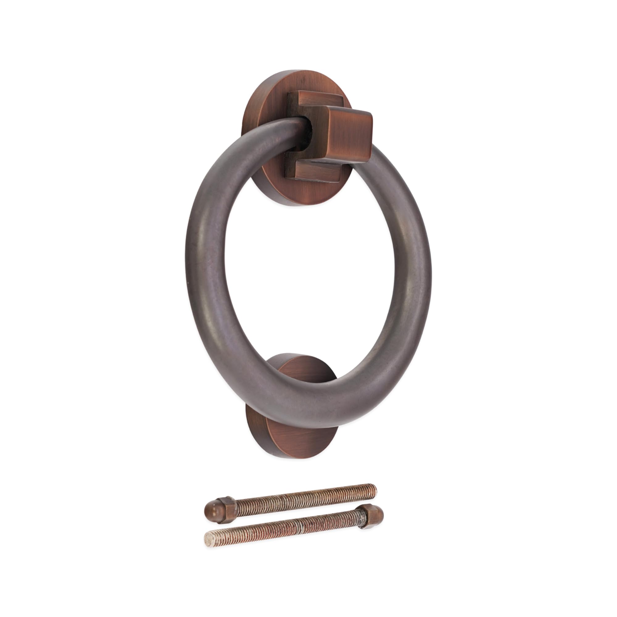 Infinity Decor Battente ad anello in ottone massiccio da 110 mm, finitura bronzo invecchiato, di alta qualità, per ingresso e porta d'ingresso