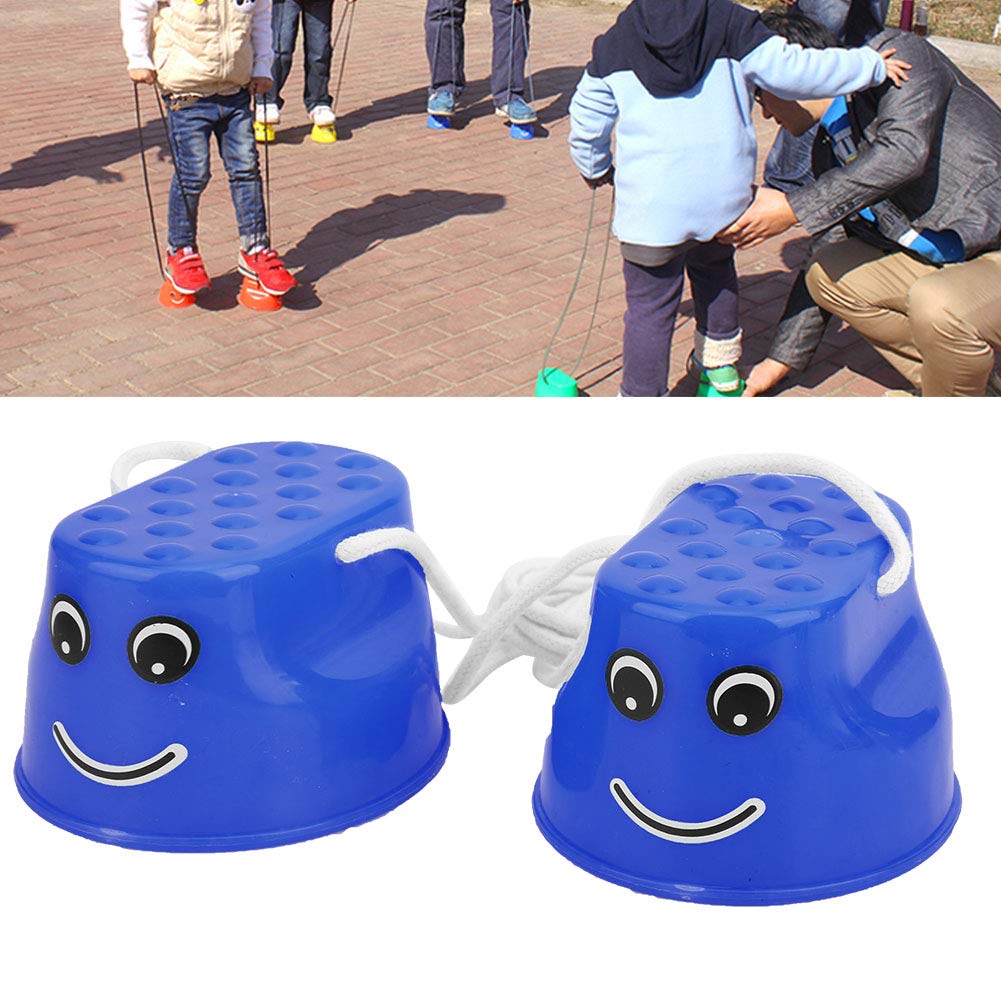 Échasses d'équilibrage pour enfants, 2 paires d'échasses de marche en plastique pour enfants Monster Feet Jouets avec corde réglable Cadeaux pour l'équilibre et la coordination, la force(Bleu)