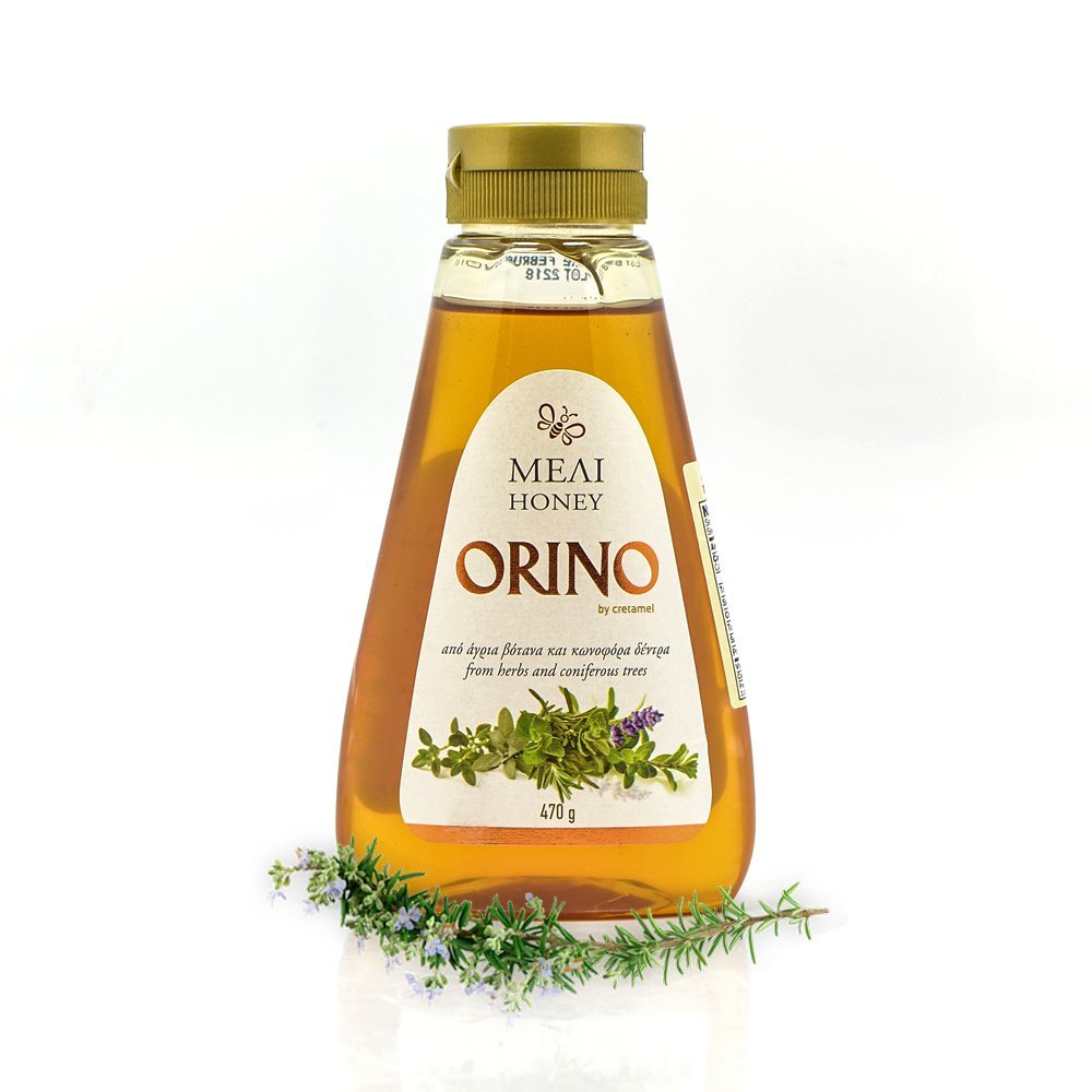 Greek Honey (Orino) from herbs and coniferous trees of Cretan mountains - Squeeze Bottle 470g (2 Pounds) - Pack of 2