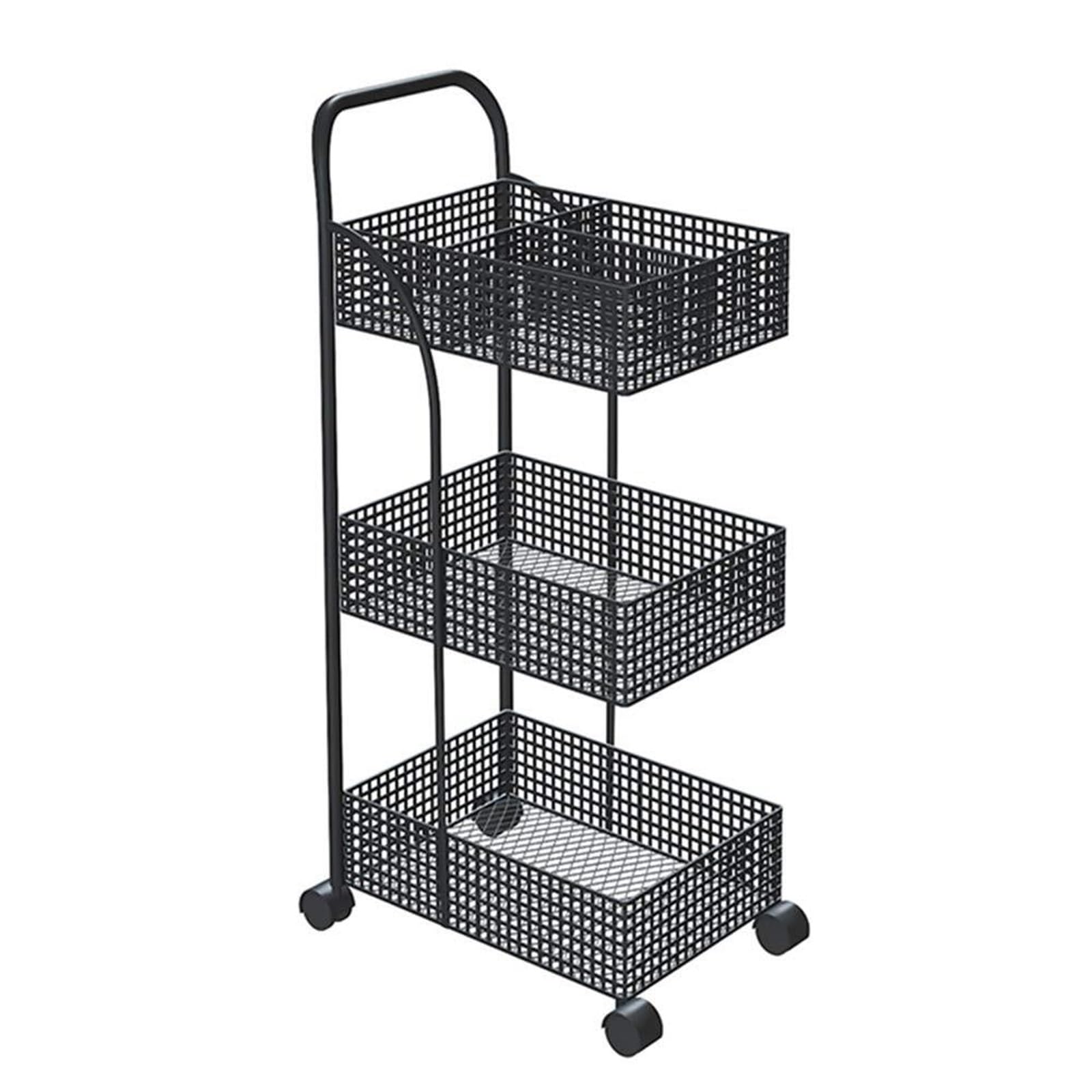 Scaffale da cucina a 3 ripiani con ruote, multiuso, per bagno, ufficio, spazio abitativo