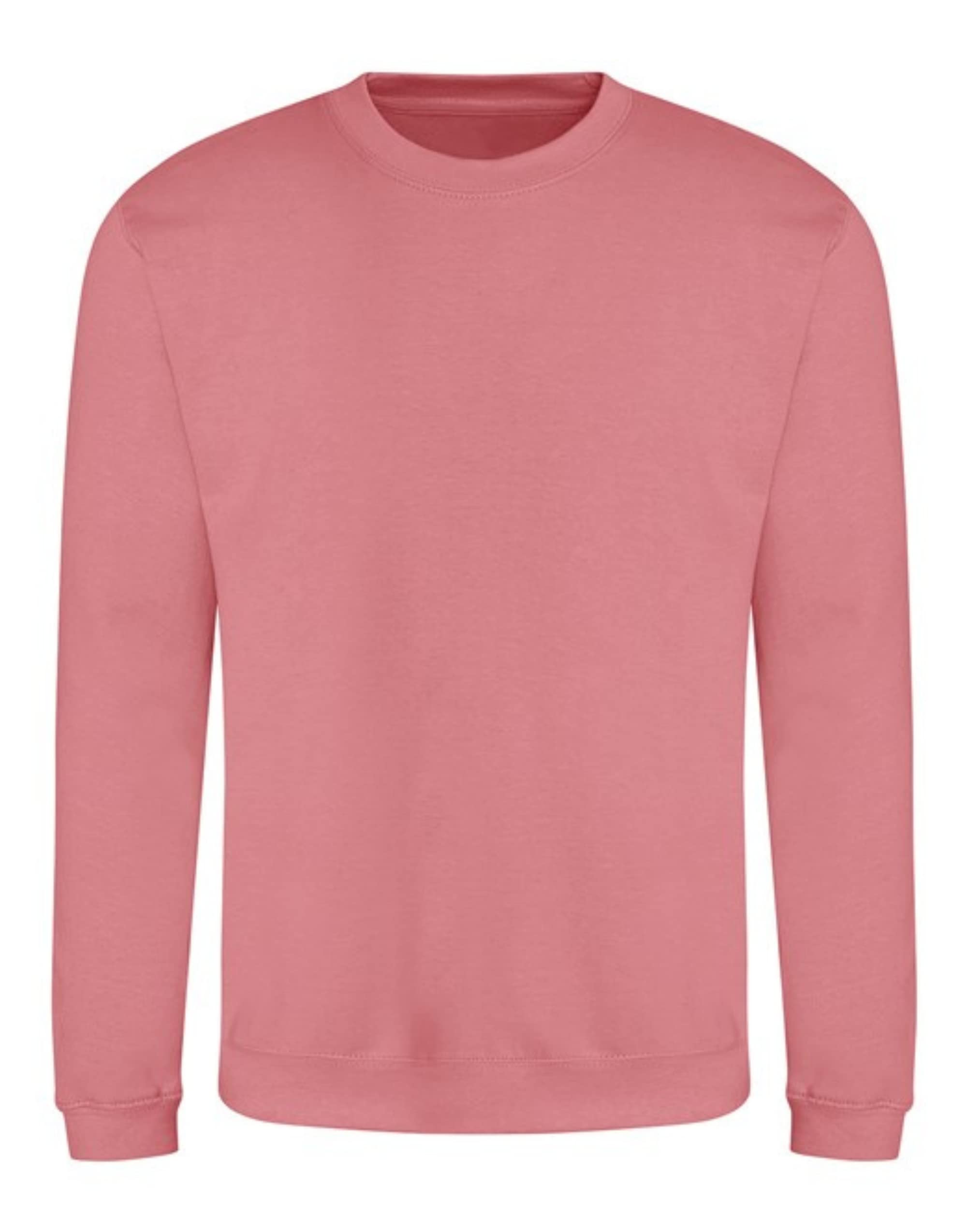 Aremie Men's Sweatshirt, Plain Crew Neck Pullover Jumper, Dusty Rose Pink, 2XL XXL