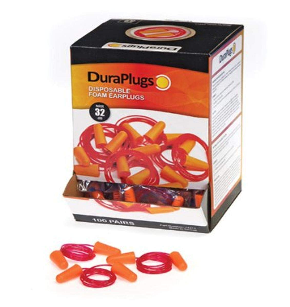 Liberty DuraPlug Corded Disposable Foam Earplug with 32 dB NRR Orange (Case of 100 Pairs)
