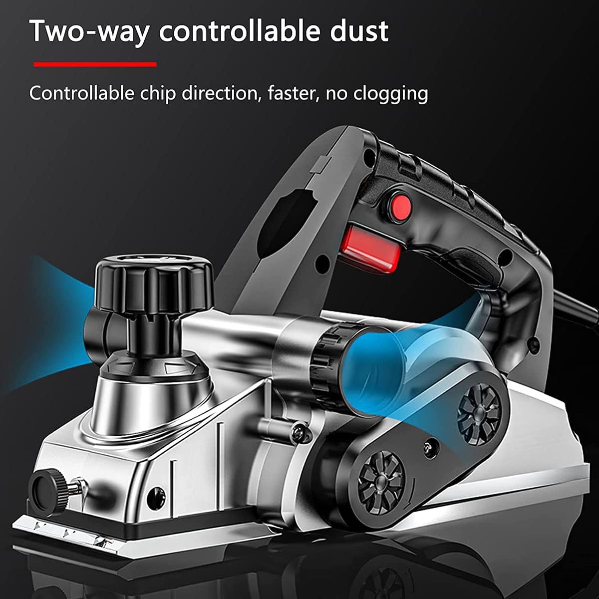 Planers Power Hand, 1500 Electric, 16,500Rpm with/min Woodworking Hand Held Adjustable 0-2mm Planing Depth