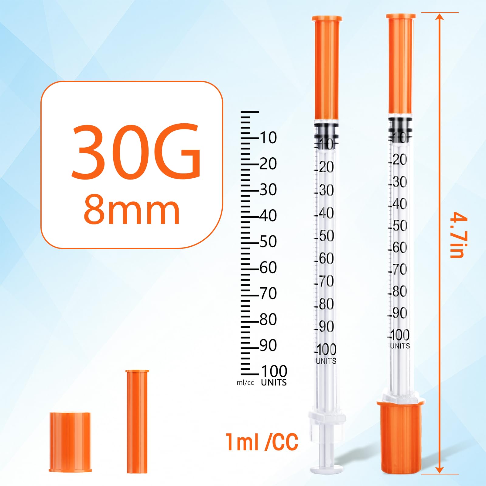 100 Stück 1ml Mehrzweck Messwerkzeuge(30g 8mm), Einzeln verpackt, Laborzubehör (100)