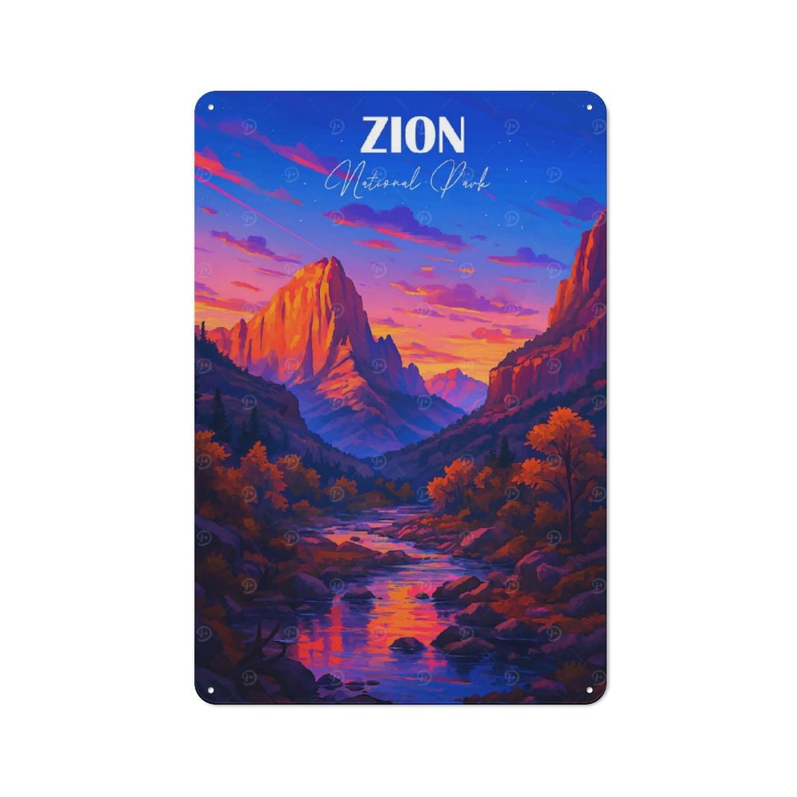 Junmoney Style-13 Majestic Zion National Park Decorative Metal Plaque 30X20cm, Loft Style Urban Room Decor For Flat, Bar, Studio Or Gallery Wall