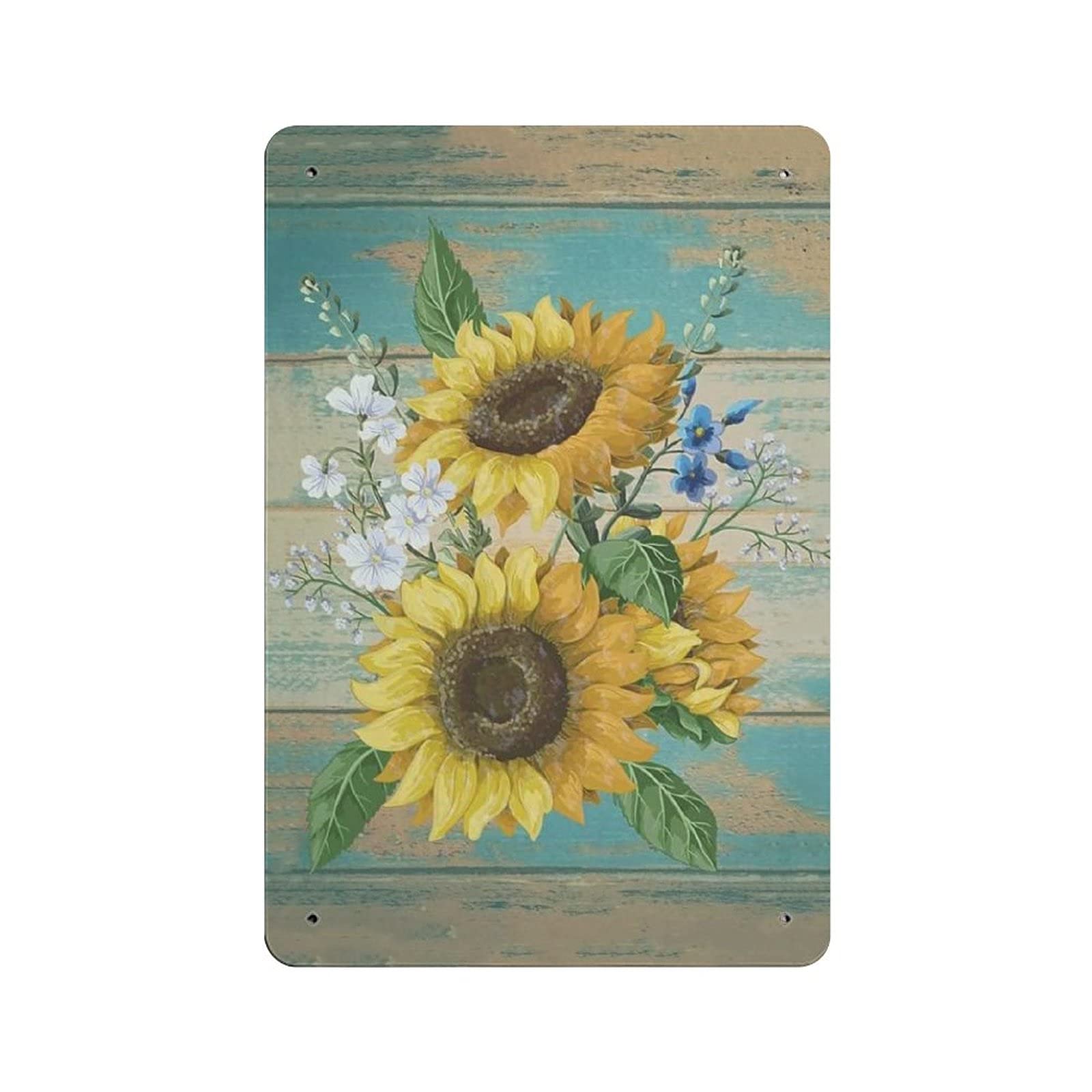 Metal Tin Sign Sunflower Flower Colorful Vintage Tin Poster Metal Sign Wall Decoration Country Kitchen Home Garage Decor 12"x8"