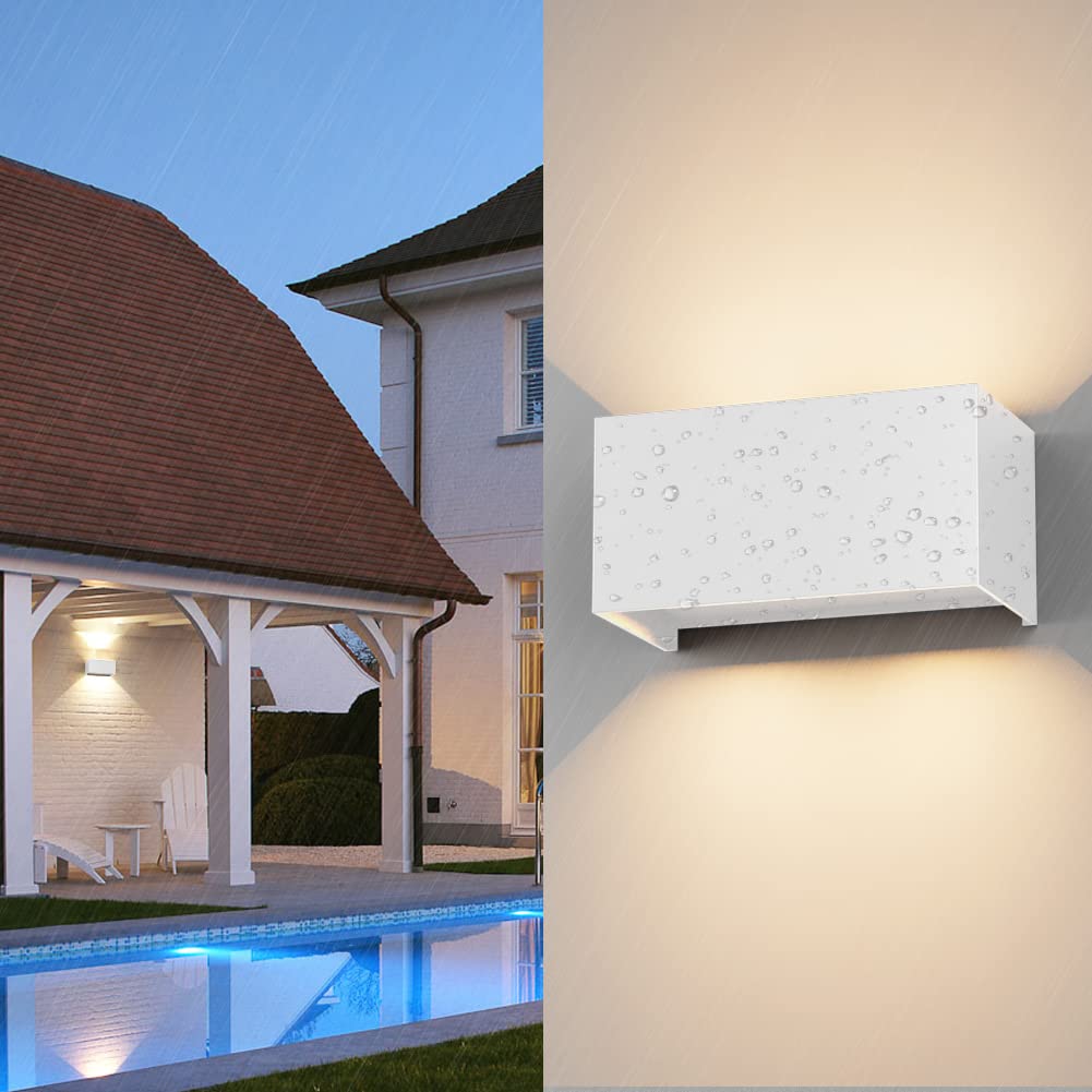 Klighten 2PCS Lampade da parete 24W Esterno/ Interno Moderno , lampada da esterno Bianco Caldo 3000K Applique da Parete, IP65 Impermeabile , Angolo del Fascio Regolabile Applique, Bianca