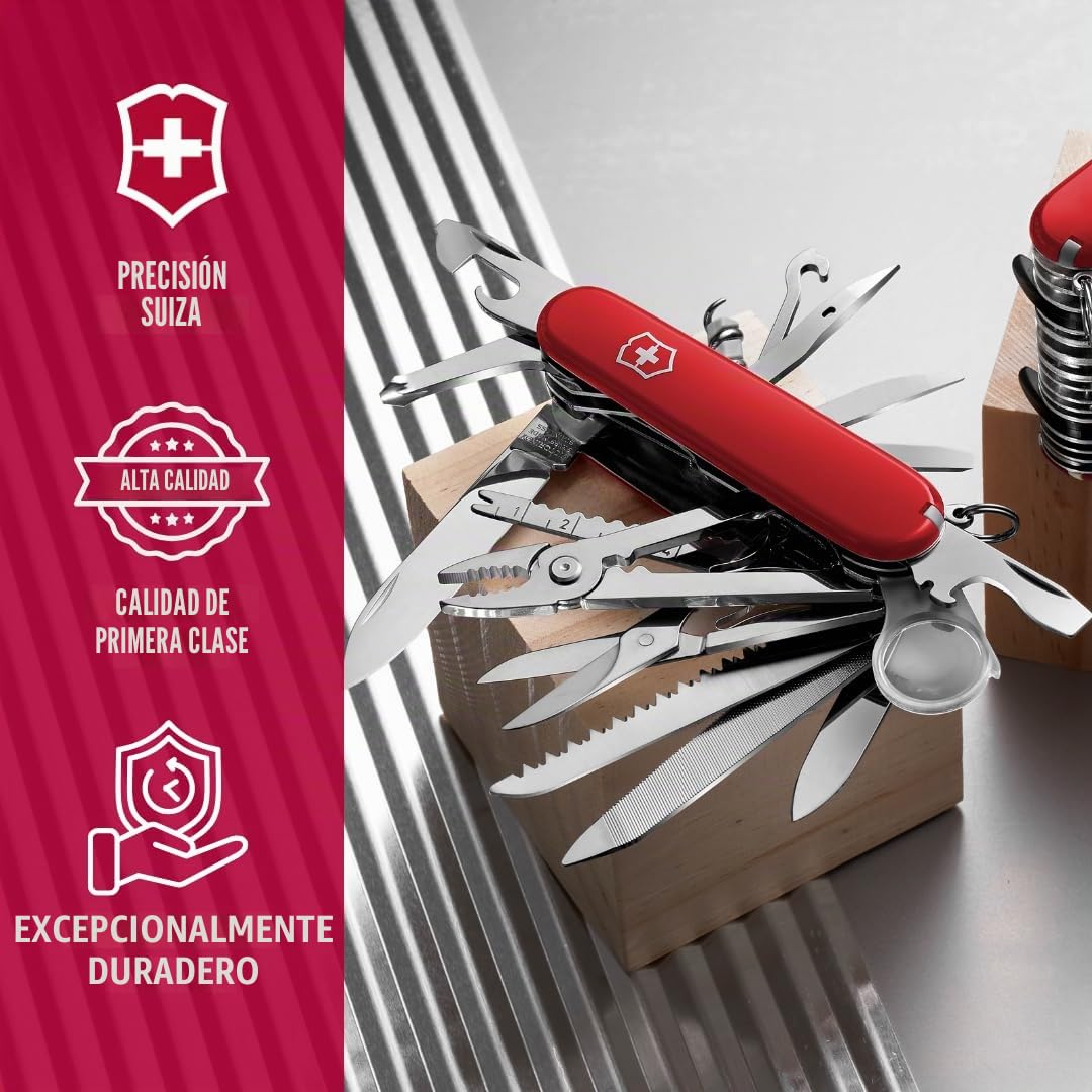 Victorinox Swiss Champ XXL, Navaja Multiuso Suiza, Cuchillo Bolsillo, Regalo, 73 Funciones, Hoja, Tijera y Lupa