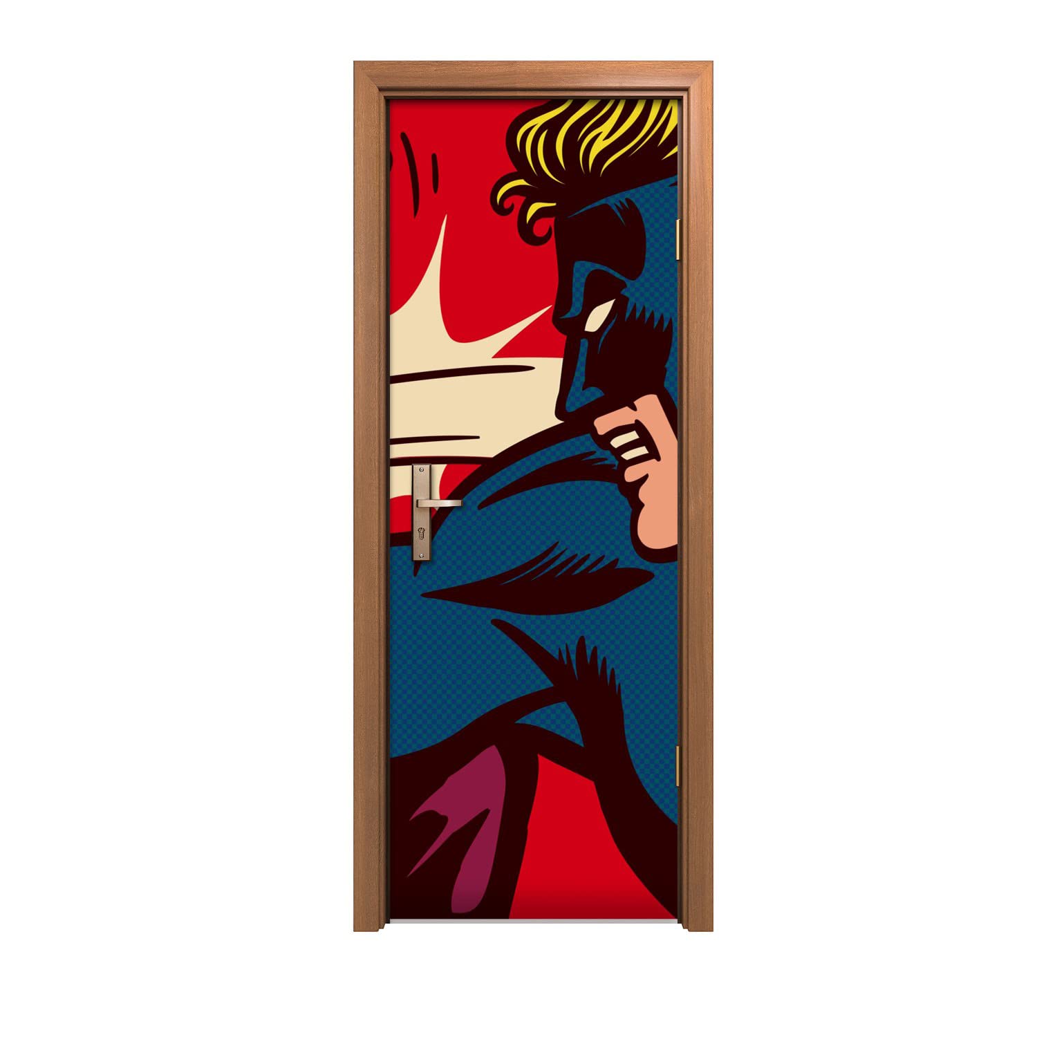 Rénover une porte abîmée sans peindre grâce à l'autocollant de porte 70x200cm bande dessinée