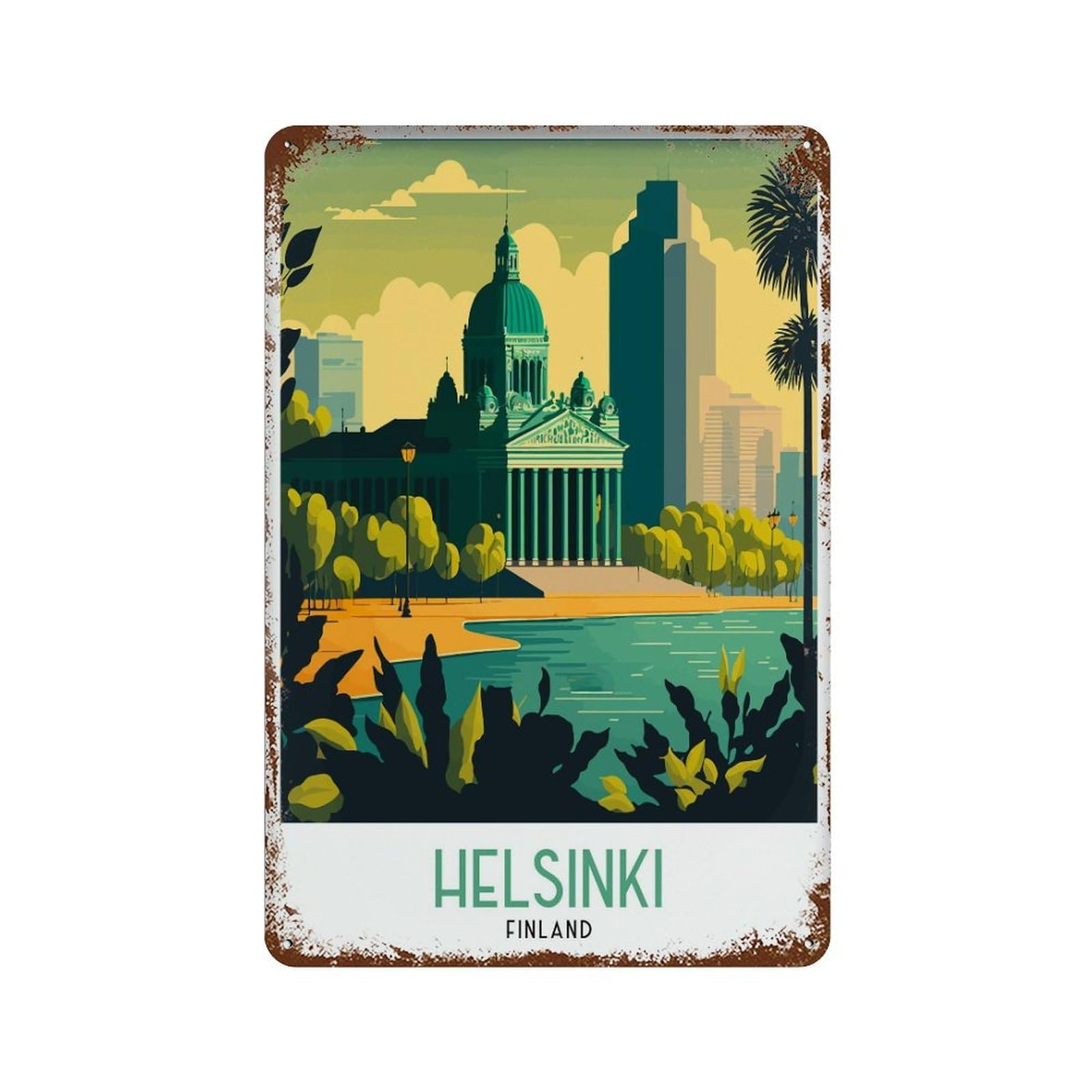 xiaoxiaoshen Helsinki Travel Finland Wall Decor Art Metal Tin Poster Modern Home Decor Art Home Bar Shop Decorations Vintage Sign 30x20cm