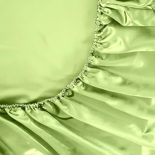 Miniatura 68 de Sfoothome Juego de sábanas de satén plateado, sábanas de satén tamaño individual, juego de sábanas de satén sedoso de bolsillo profundo con 1 sábana