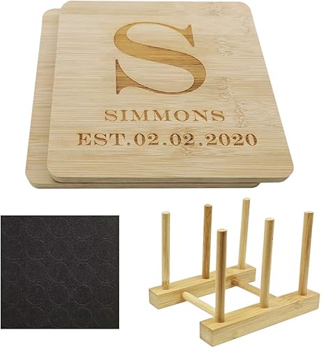 Salvamanteles personalizados de bambú  6.3 pulgadas, salvamanteles grabados personalizados para platos calientes, ollas, sartenes, bandejas para