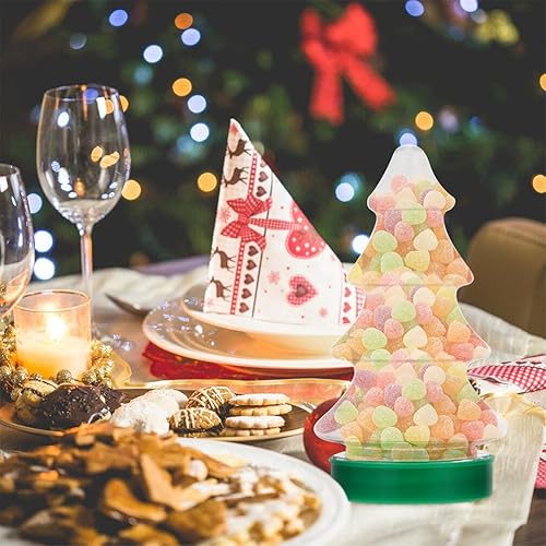 Miniatura 4 de Toddmomy Tarro de caramelo de Navidad, 12 piezas de plástico para árbol de Navidad, tarro transparente con forma de árbol de Navidad para galletas