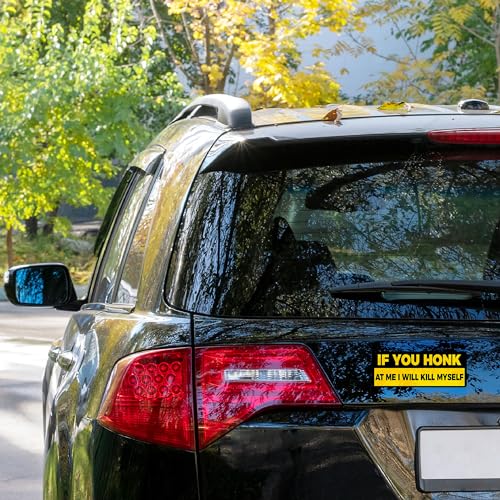 If You Honk at Me I Will Kill Myself Bumper Sticker, Vinyl Decal Waterproof, Stickers for Car Truck Vehicle, Gifts Idea for Adults Ladies Kids Teens, Size 7.5x3.75 inches
