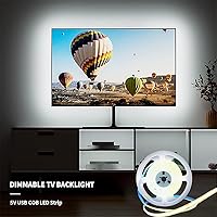 Vista 2 de A 5V USB LED Light Strip, COB LED Strip Lights, White 5V LED Lights, Small LED Strip Light, TV Lights for TV Under Cabinet Kitchen Living Room