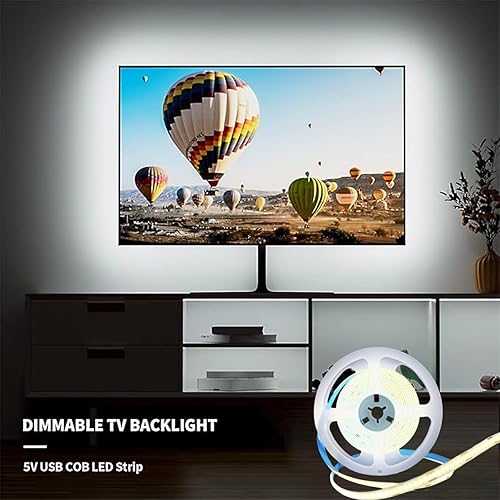 Miniatura 2 de Tira de luz LED USB de 5 V, tira de luces LED COB, luces LED blancas de 5 V, tira de luz LED pequeña, luces de TV para TV debajo del gabinete,
