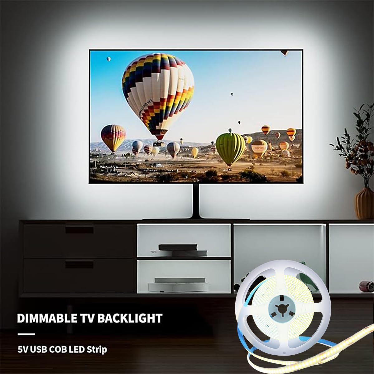 ZSLAIFU A 5V USB LED Lights for Mirror, 3.28 FT White Led Lights for Vanity Mirror, Touch The Switch Cob Led Strip Light, Vanity Lights for Makeup Desk?Mirror Led Light Strip