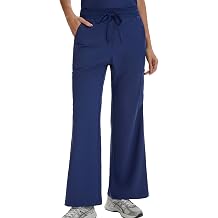 VECARDI Scrub Pants for Women High Rise Four Way Stretch Flare Yoga Cargo Pants with 6 Pockets