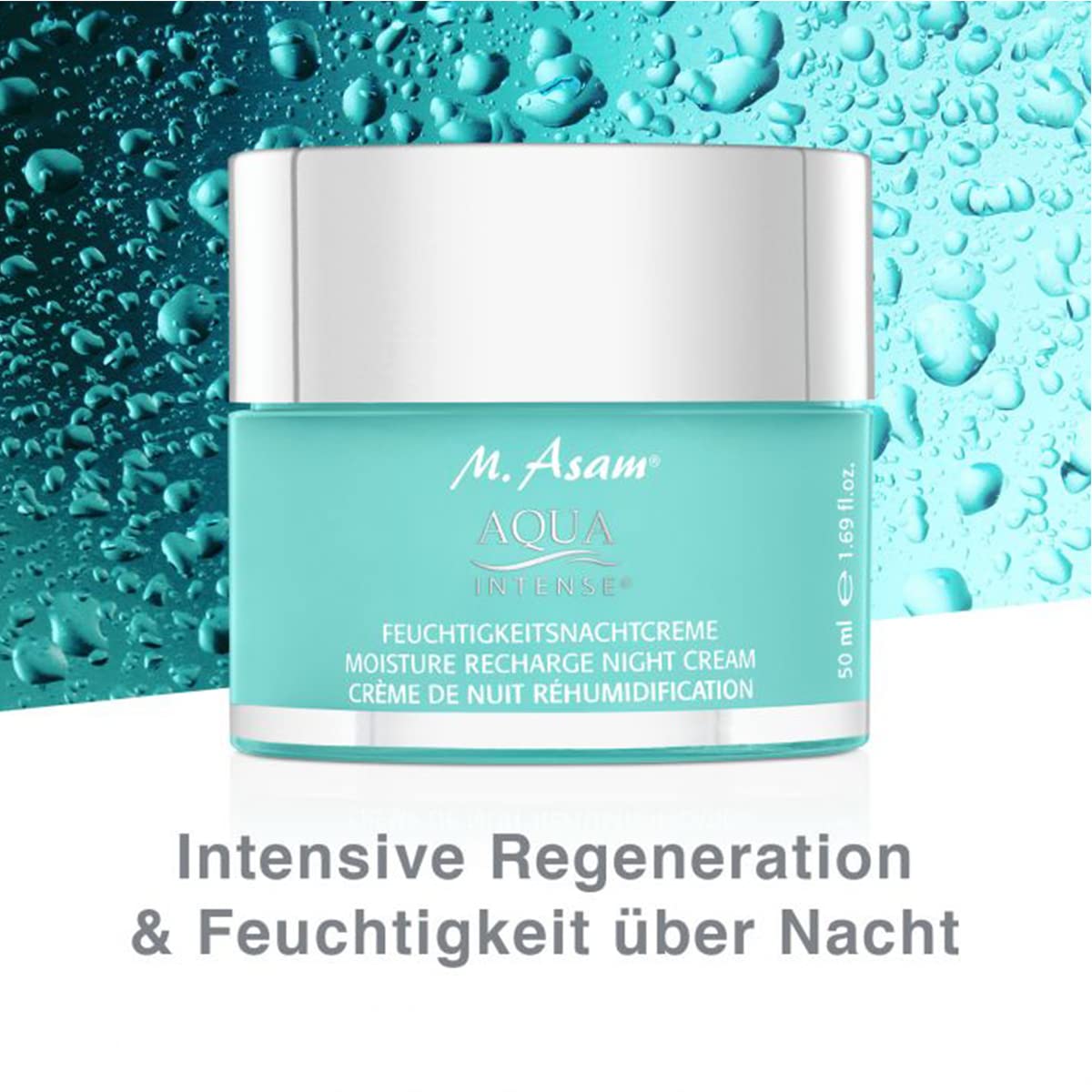 M. Asam AQUA INTENSE Feuchtigkeitsnachtcreme (50ml) – Nachtcreme mit Hyaluron & Silicium, feuchtigkeitsspendende Gesichtscreme, parfümfrei & vegan, regenerierende Gesichtspflege