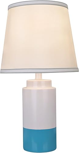 Miniatura 4 de Aspen Creative 40114-22 - Juego de dos lámparas de mesa de cerámica tradicional de 18 12 pulgadas de alto, color blanco roto y azul cielo y pantalla