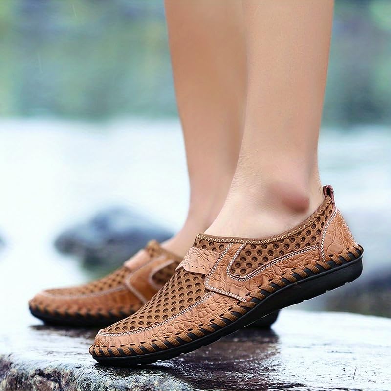 Men's Breathable Mesh Slip-On Loafer Shoes, Wear-Resistant Non-Slip Outdoor Shoes for Hiking, Spring and Summer Plus Size3