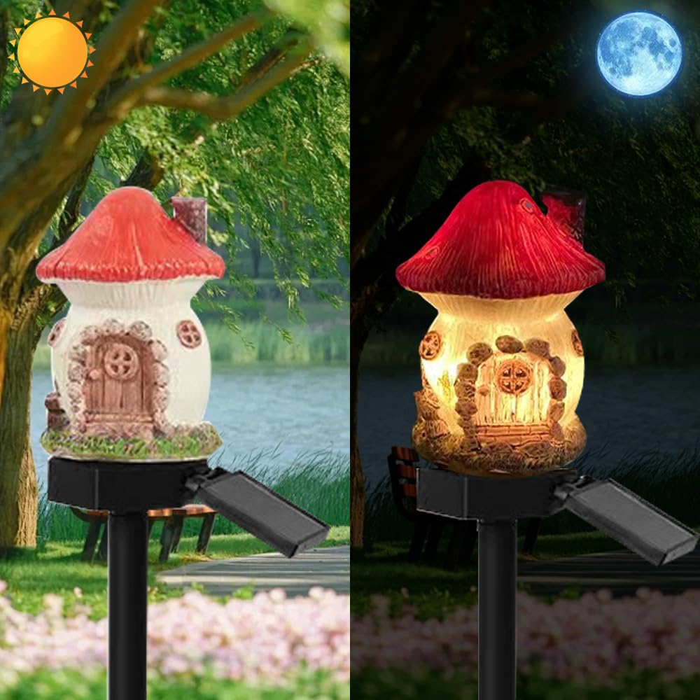 Amazon.co.jp: 太陽光赤きのこ屋ランプ、ガーデン装飾樹脂