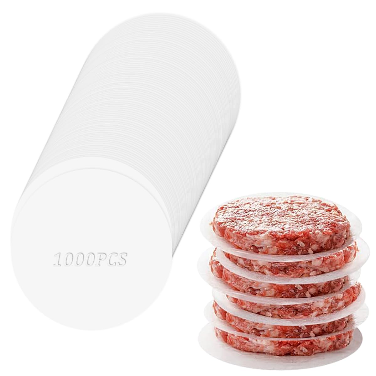 SLTAXAR 1000 Stück Burger Papier Rund 13cm Burgerpapier Backoblaten Antihaftbeschichtet Blatt Backpapier für Burgerpresse Fettdicht Backpapier Rund Trennpapier Antihaftpapier für Hamburger-Presse
