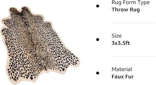 Miniatura 7 de Asuprui Alfombra de guepardo sintética, alfombra con estampado de leopardo, alfombra de piel de vaca sintética, alfombra de piel de vaca para