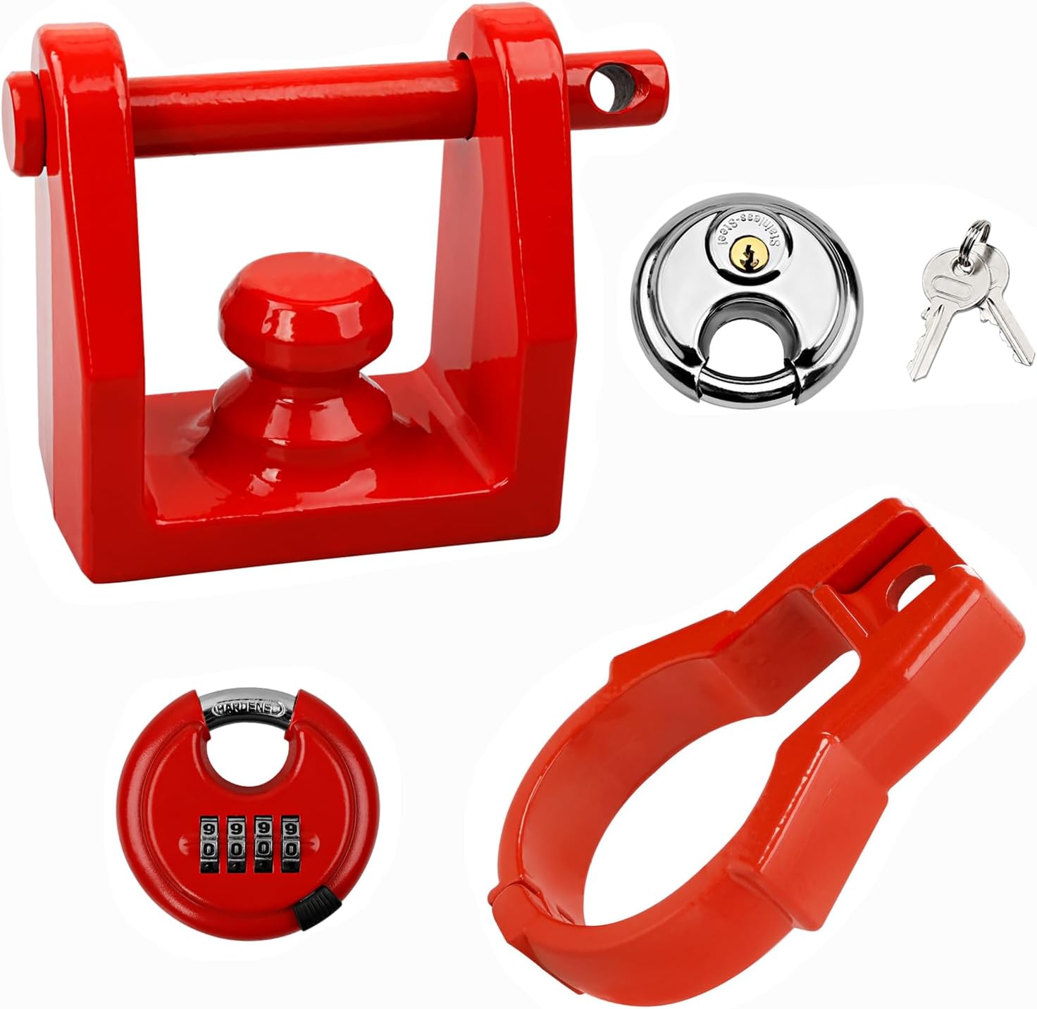 HQPASFY Hitch Coupler Lock Fits for Bulldog Style Couplers, Heavy-Duty Trailer Hitch Lock with Pin for Bulldog Style Couplers - Red