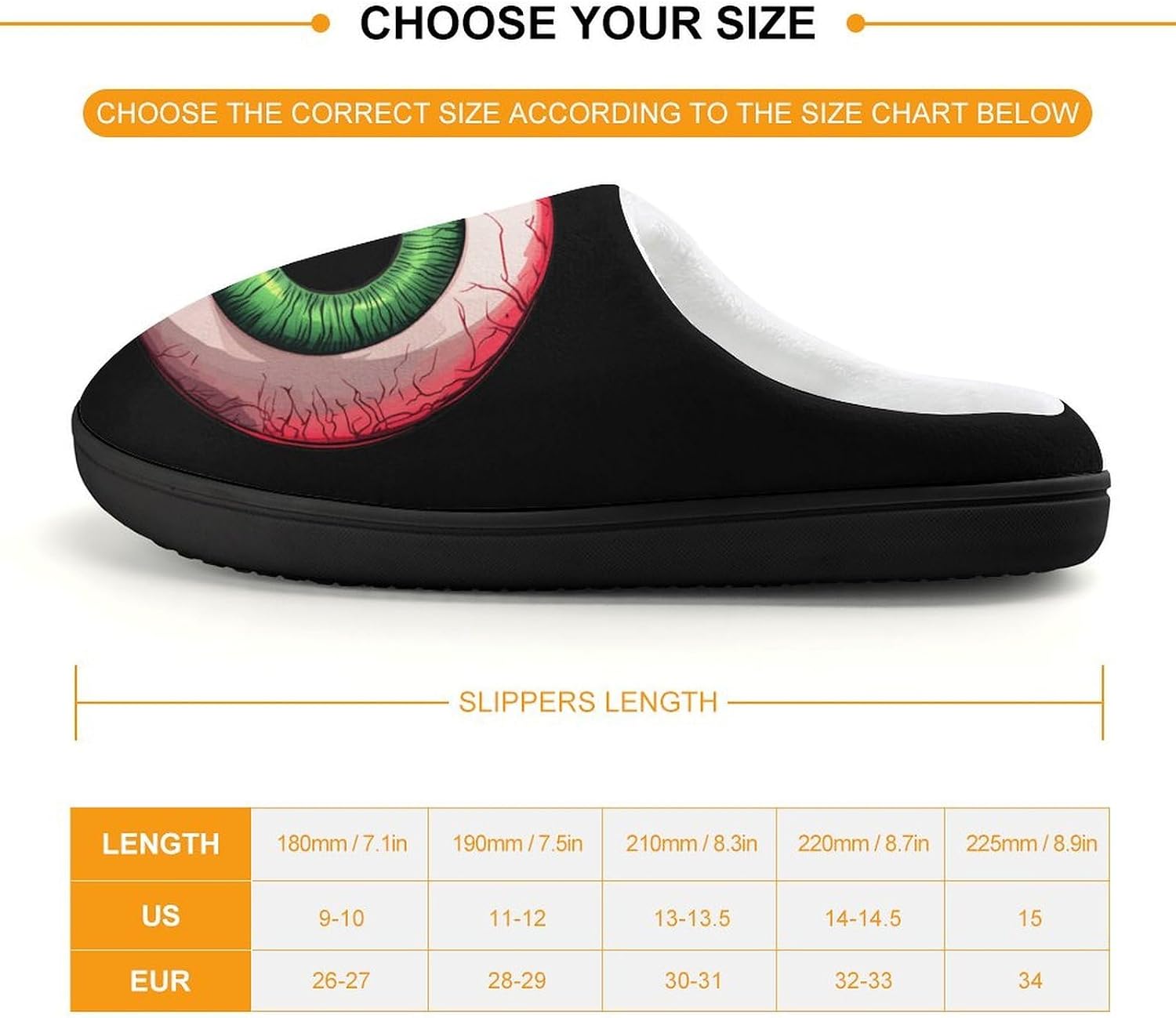 Spooky Scary Eyeball Halloween Cotton Slippers for Girls Boys Warm House Shoes for Home Travel
