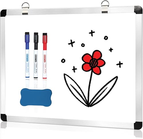 LiebHome Pizarra blanca de doble cara, pizarra blanca de borrado en seco de 12 x 16 pulgadas para pared, tablero colgante ultrafino con superficie