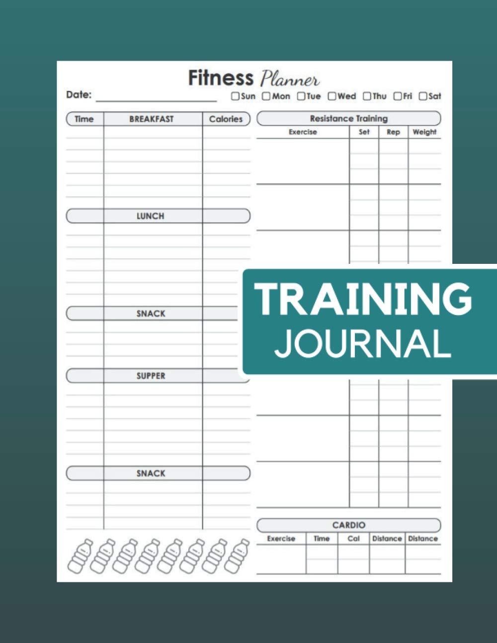 Training Journal: A Daily Fitness Log/Notebook & Workout Journal for Training, Exercise, Weightlifting, and Tracking Food, Diet, Nutrition, & Calories | A Gym Training Diary
