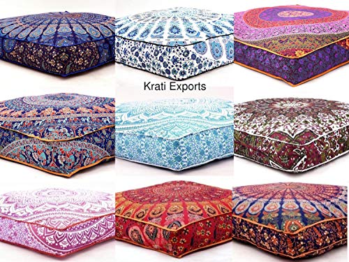Krati Exports Indian Floor Pillow Cushion Covers in Mandala Design