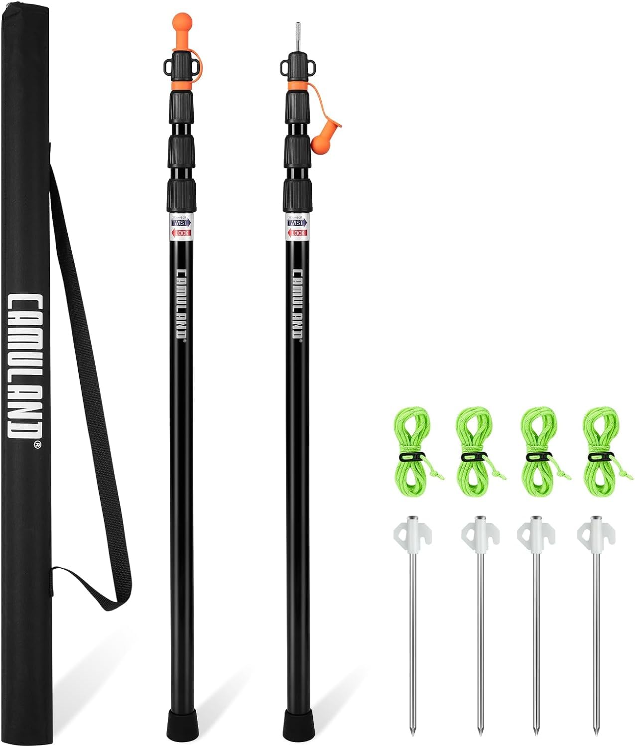 Pali per tenda, CAMULAND Set di 2 Pali per Tenda Heavy Duty, 34,5 "- 110,2" pali per tenda in alluminio per tenda regolabili (nero)