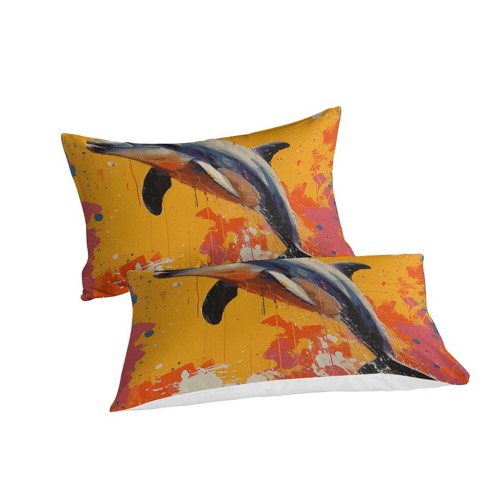 Cushionmania Set Biancheria Da Letto 3 Pezzi King Size Con Effetto 3D – Delfini – Rosa E Rosso, Con 2 Federe - 6