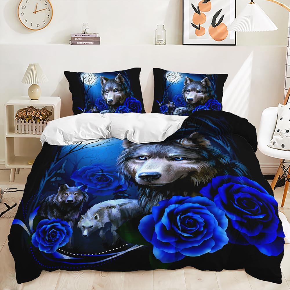 Housse de couette bleu enfant loup pour créer un cocon de sommeil apaisant