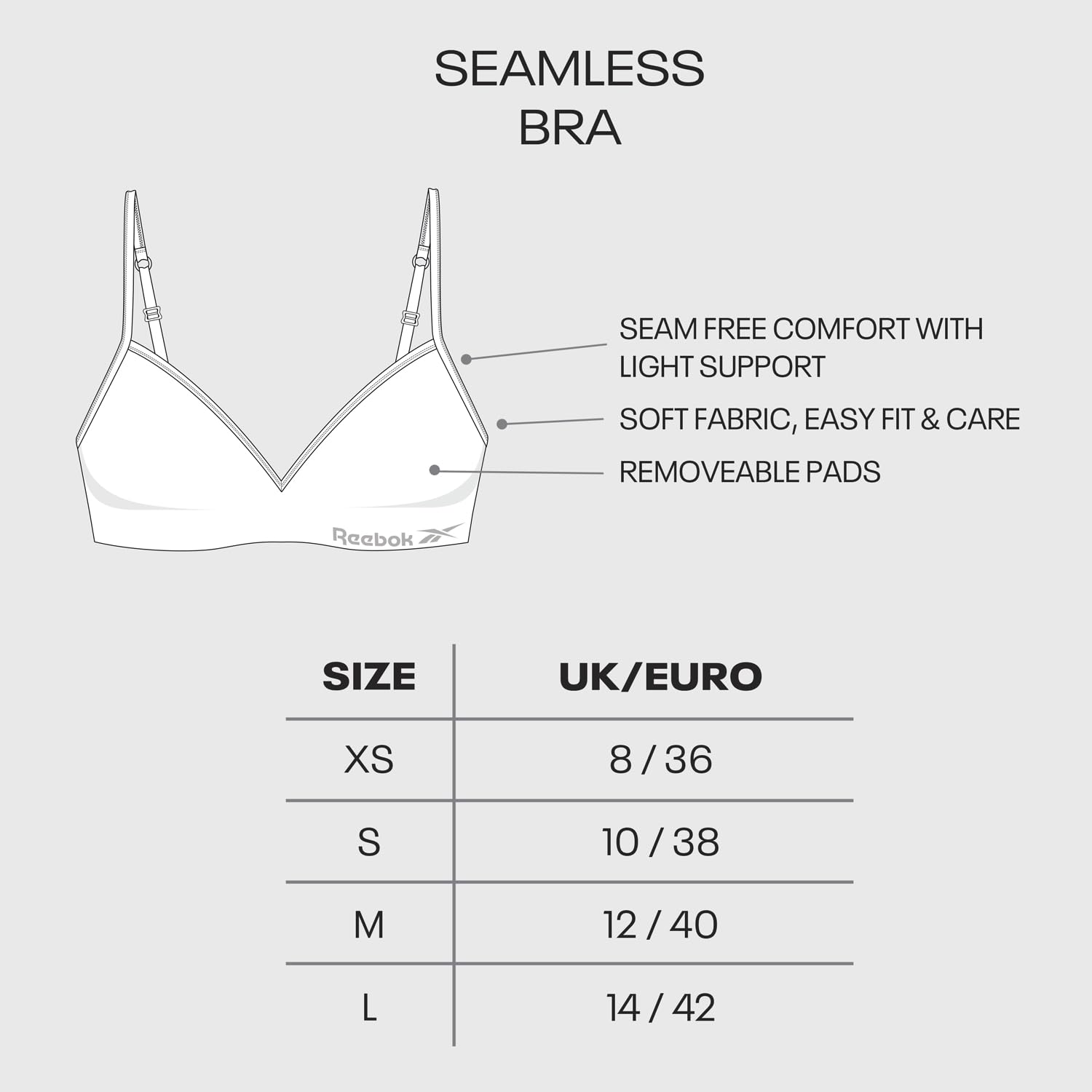 Reebok Biustonosz bezszwowy Kobiety Justine (1 w zestawie)