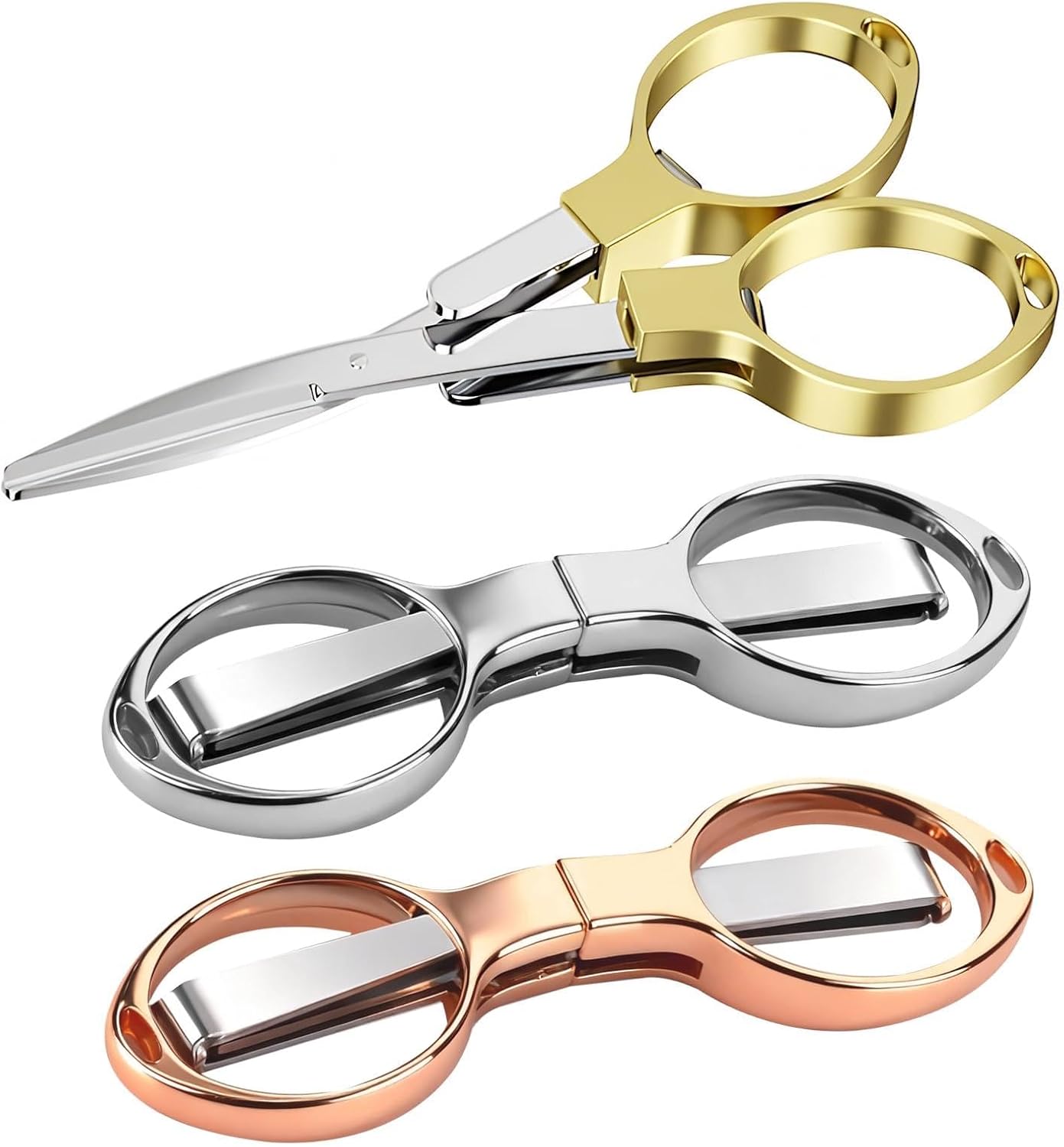 3Pcs Folding Scissors,TSA Compliant and Portable，Stainless Steel Safe Portable Travel Scissors,Small Collapsible Scissors Shears Accessories For Travel,Home,Office,Craft Use
