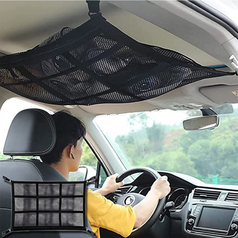 Amazon | YuraYura 車用天井収納ネット 車用 ラゲッジネット 52cm×80cm 