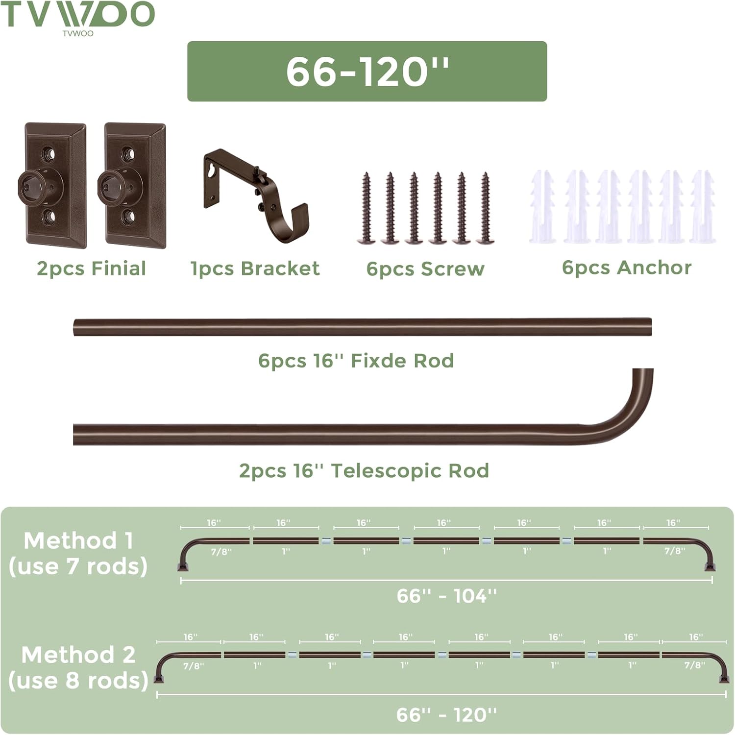 Bronze Wrap Around Curtain Rods 66 to 120:Blackout Adjustable Window Curtain Rod,Room Darkening Heavy Duty Curved French Metal Single Drapery Rods for Bedroom Kitchen Easy Install,Antique Bronze