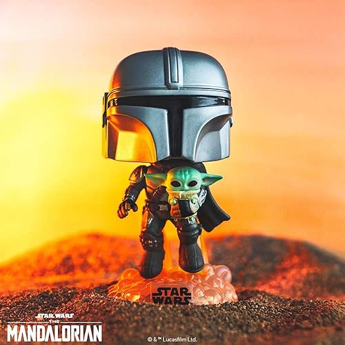 Miniatura 3 de POP! Funko Star Wars The Mandalorian - Figura de vinilo Mandalorian Flying with Child con protector POP