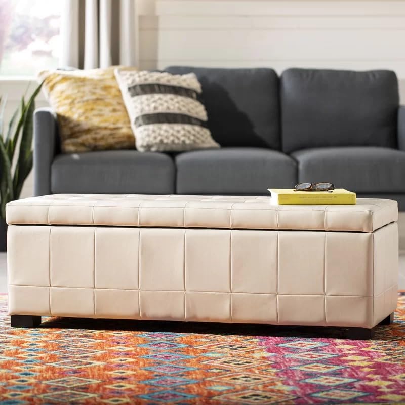 LEGACY OF COMFORT Kenlea Faux Leather Upholstered Ottoman Bench w...