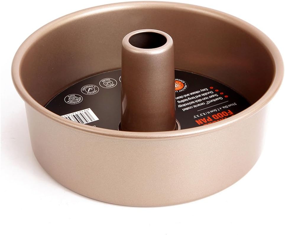 Angle Food Pan 8 inch Non-Stick Natural Aluminum Commercial Removable Loose Bottom Cake Pan Gold by LUFEIYA