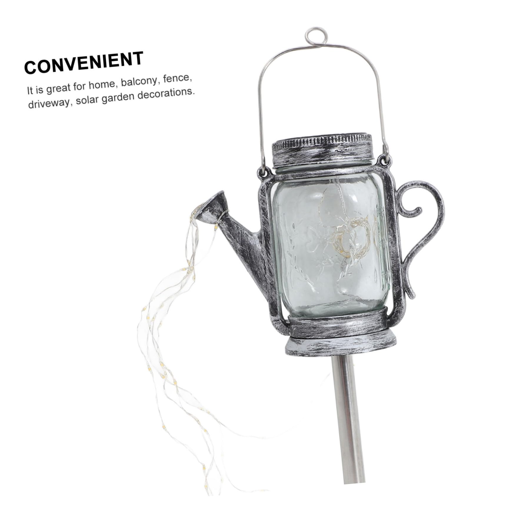 2 pezzi Lanterne a Sospensione Barattoli Trasparenti Forma di Bollitore Luci da Giardino Impermeabili per Esterni Decorazione Romantica con Illuminazione Automatica Notturna