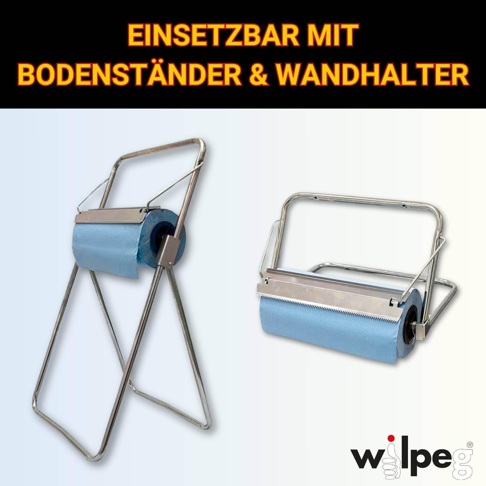 Wilpeg Papierrolle 3-lagig 1000 Blatt | Putzpapier Blau | Werkstattrolle